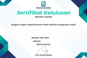 Sertifikat pelatihan edukasi bisnis di Omah Biznis